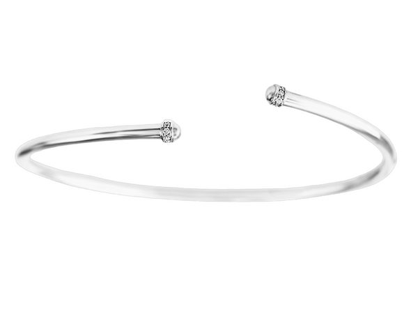 0.06ct Round Diamonds in 18K White Gold Skinny Cuff Bracelet