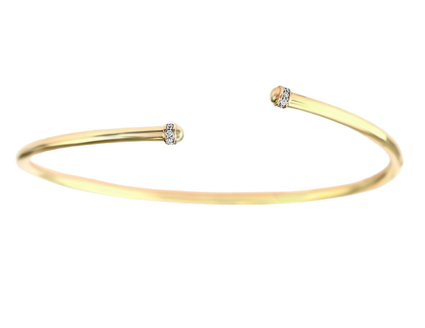 0.06ct Round Diamonds in 18K Yellow Gold Skinny Cuff Bracelet