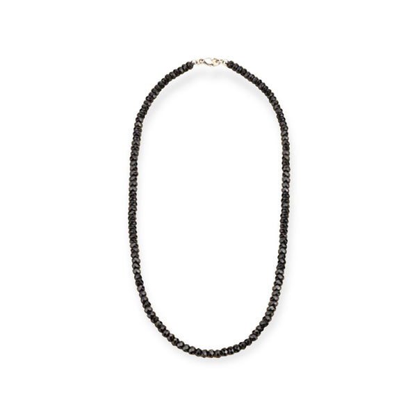 110ct Faceted Black Diamond Beads Necklace 20”