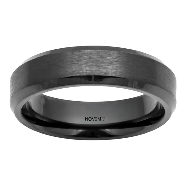 Gunmetal Zirconium Satin Beveled Edge Thin Men's Wedding Band