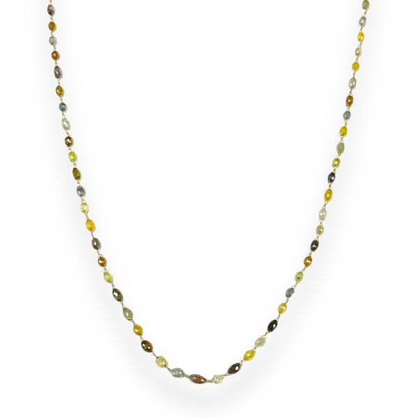 35.10ct Faceted Fancy Colored Diamond Beads Necklace 24”