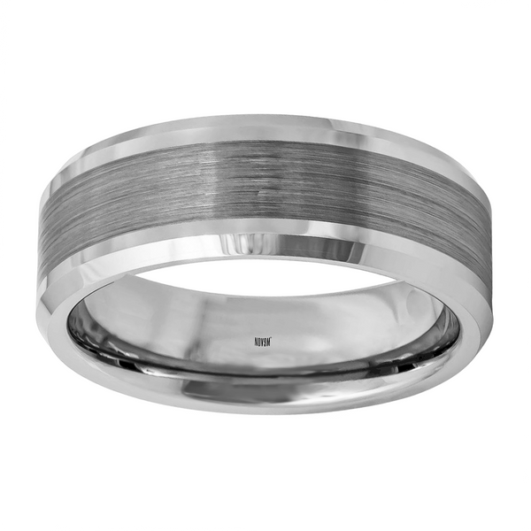 Tungsten Brushed Center Beveled Edge 8mm Men's Wedding Ring