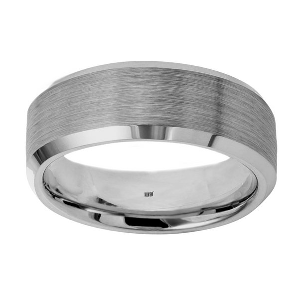 Tungsten Brushed Center Beveled Edge 8mm Men's Wedding Ring