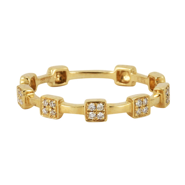 0.07ct Round Diamonds in 14K Yellow Gold Skinny Square Stackable Ring