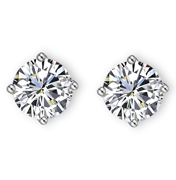 2tcw Round Brilliant Lab-Grown Diamonds in 14K White Gold Solitaire Stud Earrings