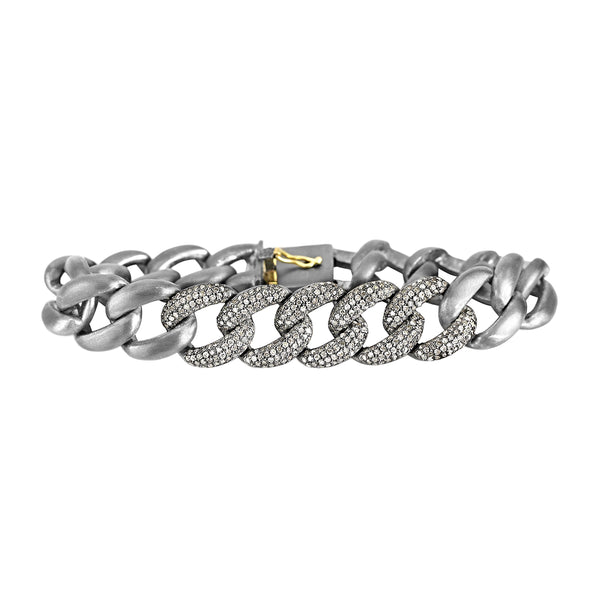 2.70ct Pavé  Diamonds in 925 Sterling Silver Cuban Curb Link Bracelet
