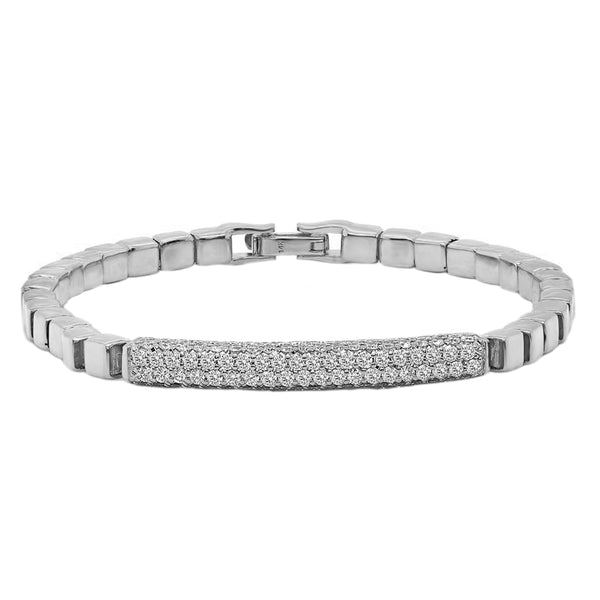 1.95ct Round Diamonds in 14K White Gold Bar ID Link Bracelet