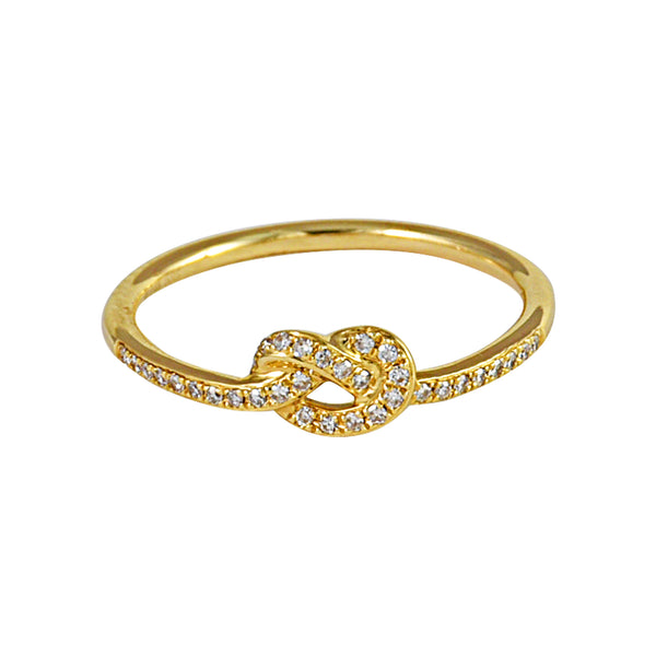 0.11ct Round Diamonds in 14K Yellow Gold Love Knot Ring