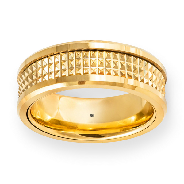 Yellow Gold IP Tungsten Jagged Spike Center 8mm Men's Ring