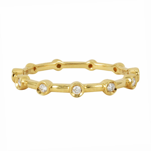 0.08ct Round Diamonds in 14K Yellow Gold Skinny Scattered Bezel Stackable Ring