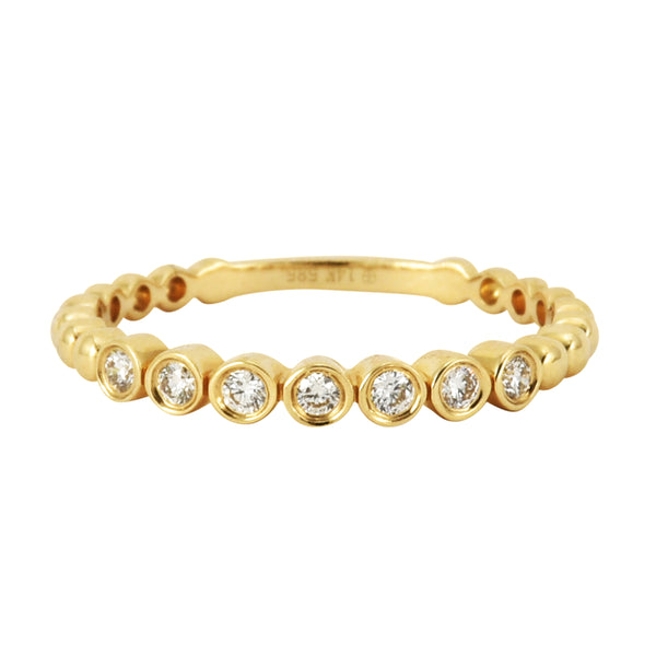 0.13ct Bezel Set Round Diamonds in 14K Yellow Gold Skinny Stackable Ring