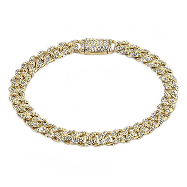 3.2ct Pavé Diamonds 14K Yellow Gold 9mm Miami Round Cuban Link Men's Bracelet 8"