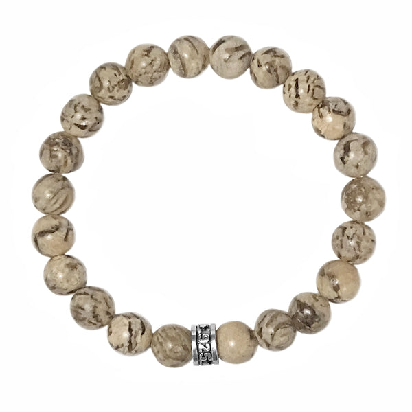 925 Sterling Silver 8mm Feldspar Beads Spiritual Bracelet