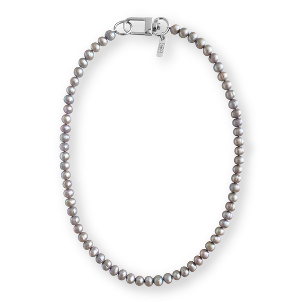 Cultured Silky Silver Gray Freshwater Pearl Men’s Necklace