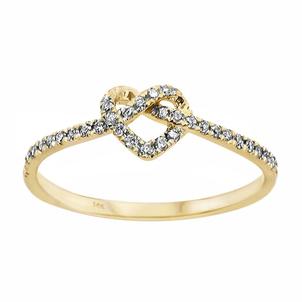 Round Diamonds in 14K Gold Heart Knot Infinity Ring