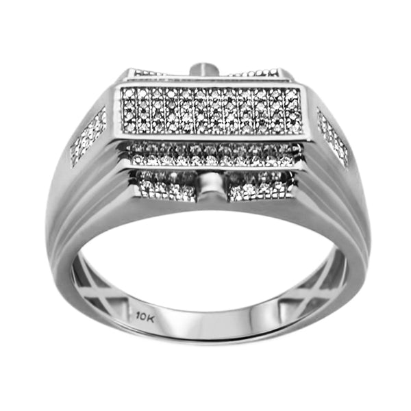 0.28ct Round Diamonds in 10K White Gold Modern Men's Ring