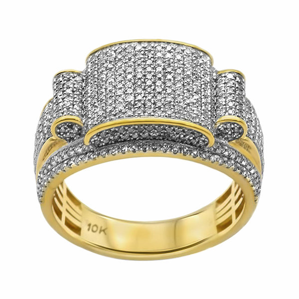 1.13ct Pavé Round Diamonds in 10K Yellow Gold Chunky Men's Ring