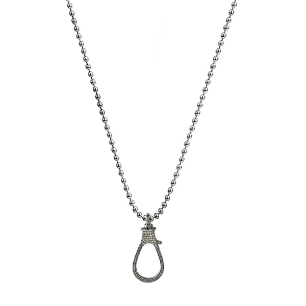 0.81ct Pavé Diamonds Lobster Clasp Charm Pendant in Ball Chain Necklace 20"