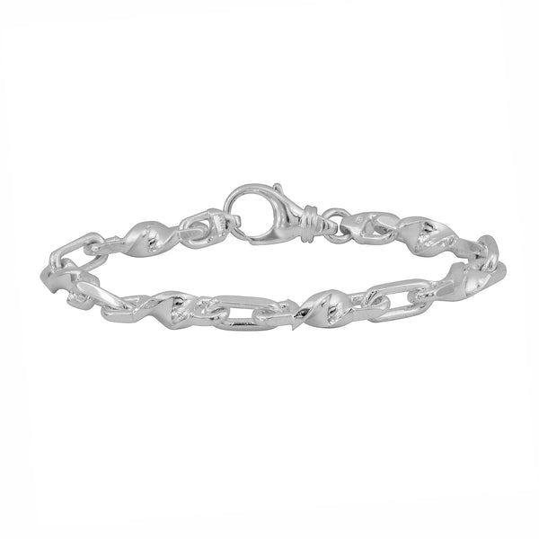925 ITALY Sterling Silver Twisted Anchor Chain Link Mens Bracelet