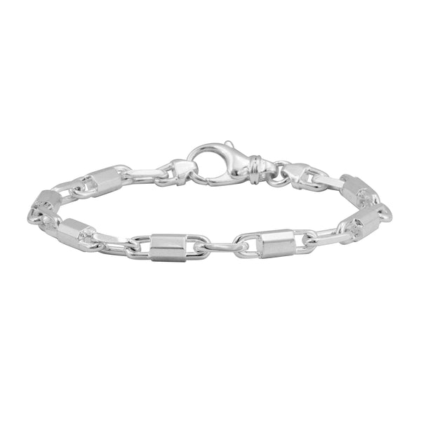 925 ITALY Sterling Silver Anchor Link Chain Men's Bracelet