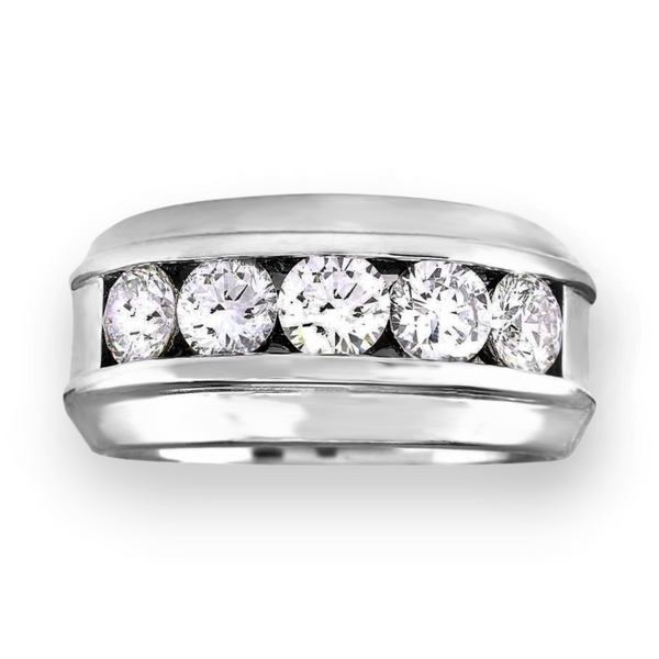2.75ct Round Diamonds in 14K White Gold Men's Wedding Ring