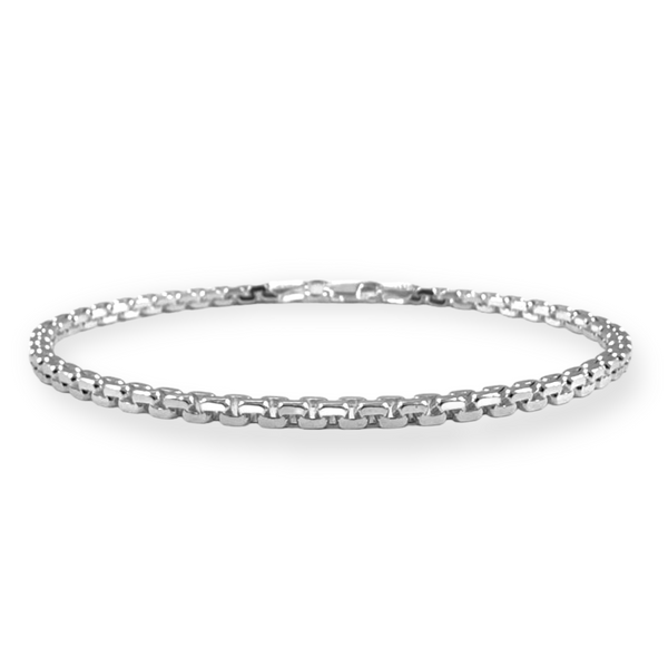 925 ITALY Sterling Silver Diamond Cut 2.75mm Box Chain Men's Bracelet 8”