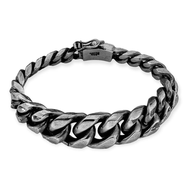 925 Sterling Silver Graduated Heavy Cuban Curb Link Bracelet 9.5”