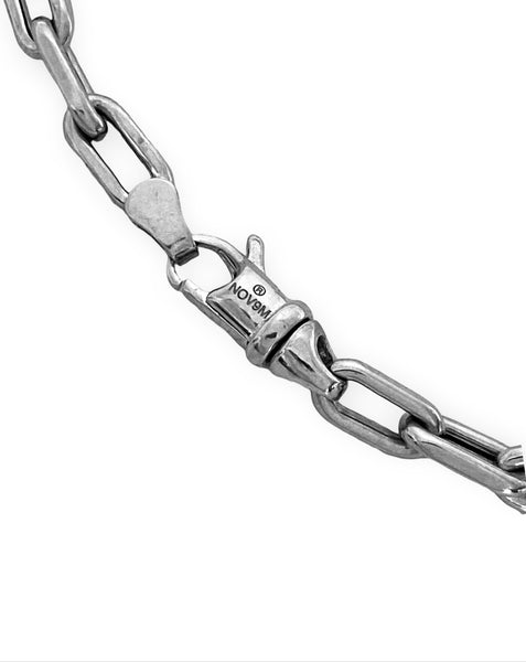 14K White Gold Trendy Elongated Oval Anchor Chain Link Bracelet