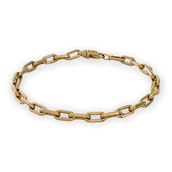 14K Yellow Gold Trendy Elongated Oval Anchor Chain Link Bracelet