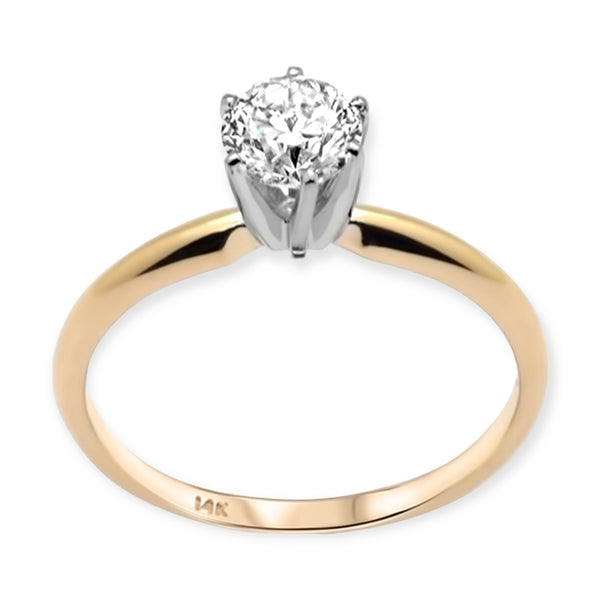 0.61ct Round Diamond in 14K Two-Tone Gold Solitaire Engagement Ring