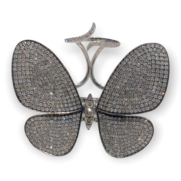4.92 Pavé Round Diamonds in 925 Sterling Silver Butterfly Ring