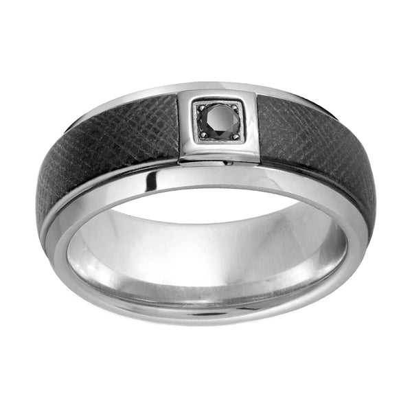 0.10ct Diamond Sansereta Signature Tungsten Men's Wedding Ring