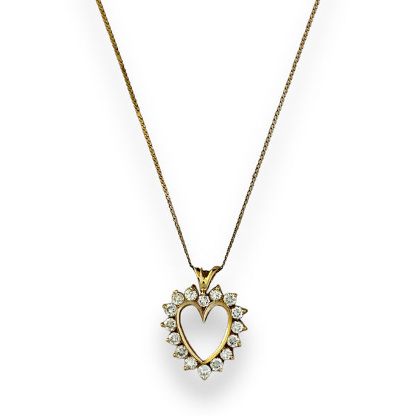 Vintage 0.48ct Round Diamonds in 14K Heart Pendant Necklace 16"