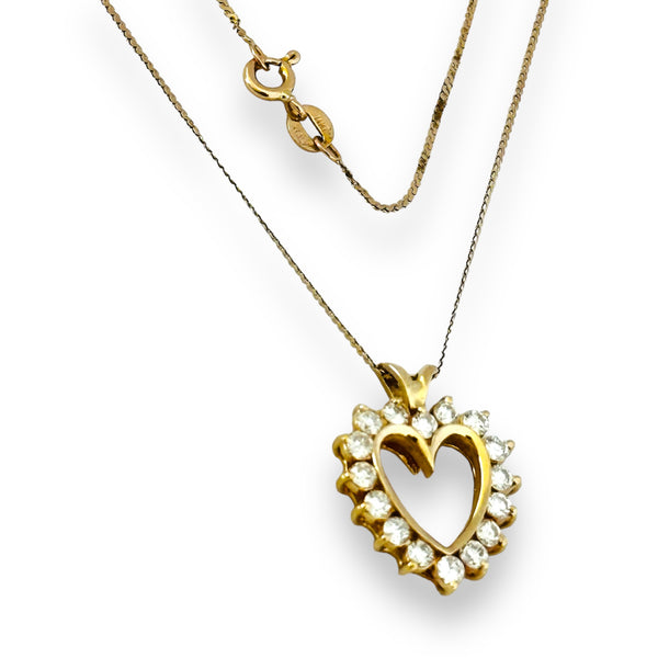 Vintage 0.48ct Round Diamonds in 14K Heart Pendant Necklace 16"