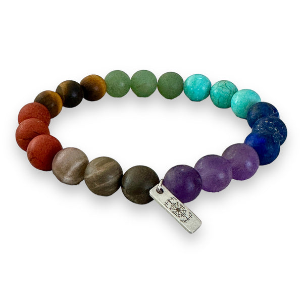 NOV9M®️10mm 7 Chakras Healing Spiritual Matte Beads Stretch Bracelet