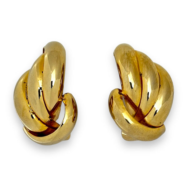 1980s Vintage Givenchy Paris-New York Gold Tone Interlocking Hoops Clip-Ons Earrings