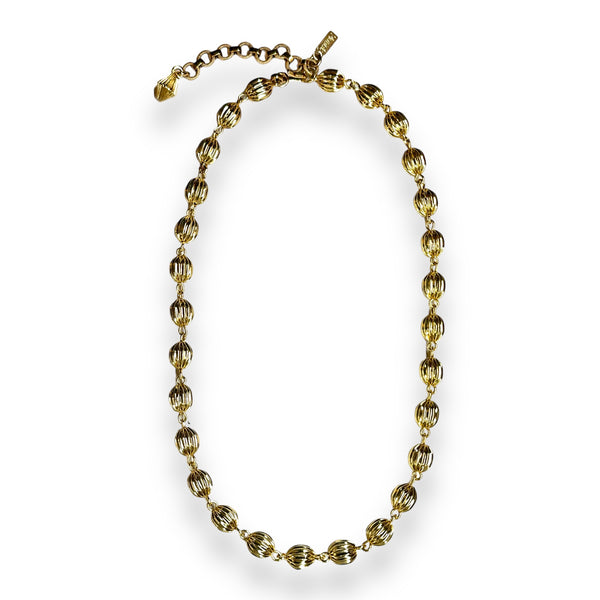 1960s Vintage MONET Textured Gold Beads Chain Necklace 17”