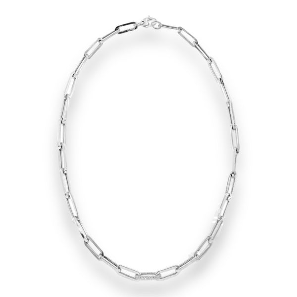 0.35ct Round Diamonds in 14K White Gold Paperclip Chain Necklace 16”