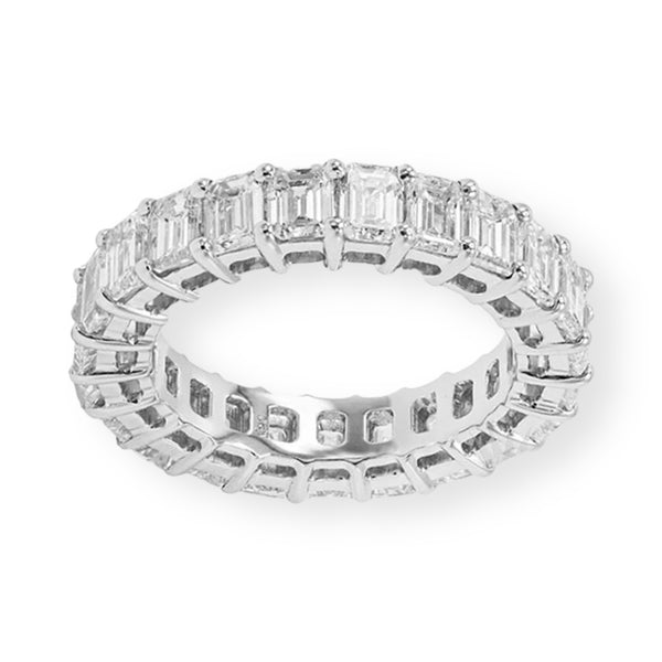 5.36tcw Floating Emerald Cut Diamonds in 18K White Gold Eternity Band