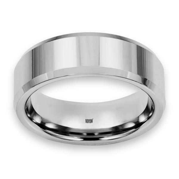 Tungsten High Polished Beveled Edge 8mm Men's Wedding Ring