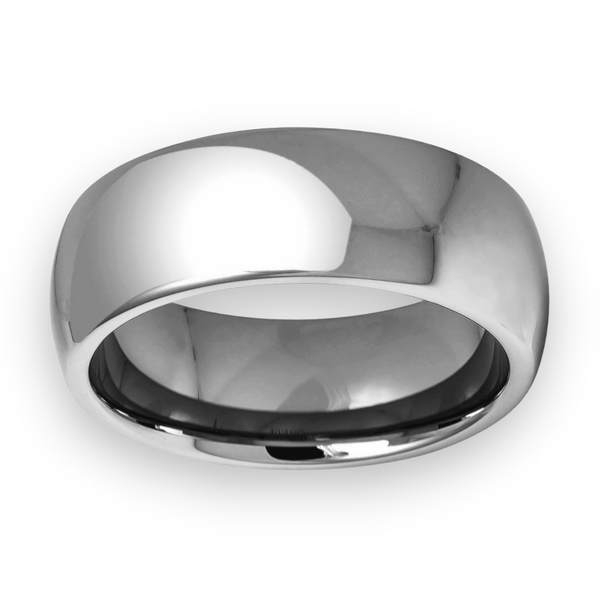 Shiny Tungsten Semi-Dome 8mm Men's Wedding Ring