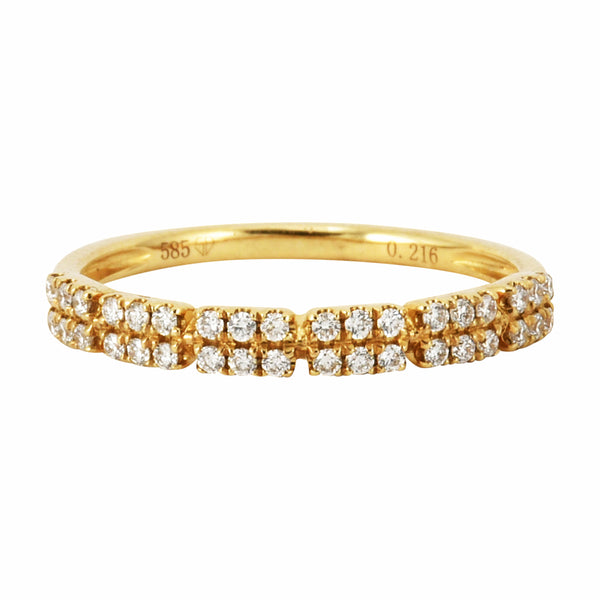 0.21ct Double Row Round Diamonds in 14K Yellow Gold Skinny Stackable Ring