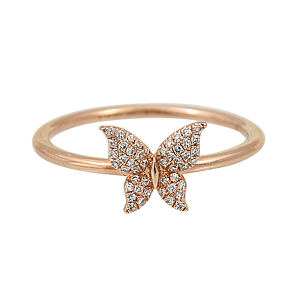 0.10ct Round Diamonds in 14K Rose Gold Butterfly Promise Ring