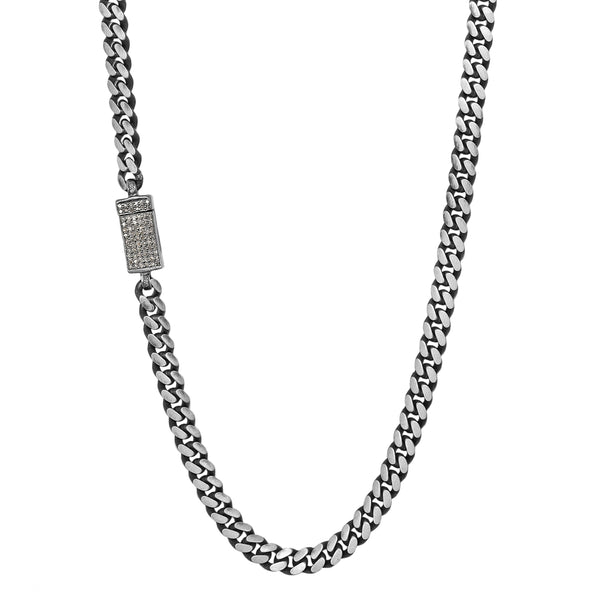 0.40ct Diamonds in 925 Sterling Silver Miami Cuban Chain Mens Necklace - 24"