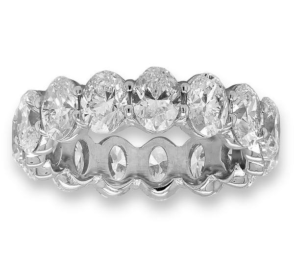 5.63tcw Floating Oval Natural Diamonds in 18K White Gold Eternity Band