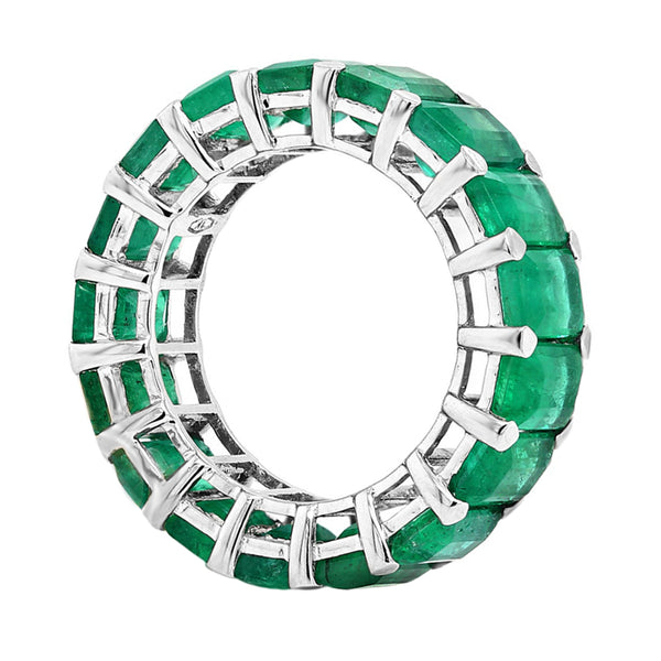 9.73ct Floating Natural Emeralds in 18K White Gold Eternity Band