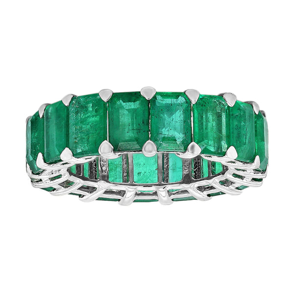 9.73ct Floating Natural Emeralds in 18K White Gold Eternity Band