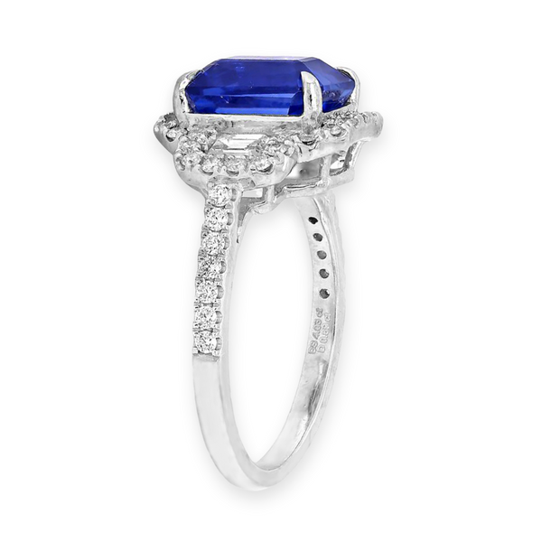 4.95tcw Ceylon Sapphire with Diamonds in Platinum Cocktail Ring
