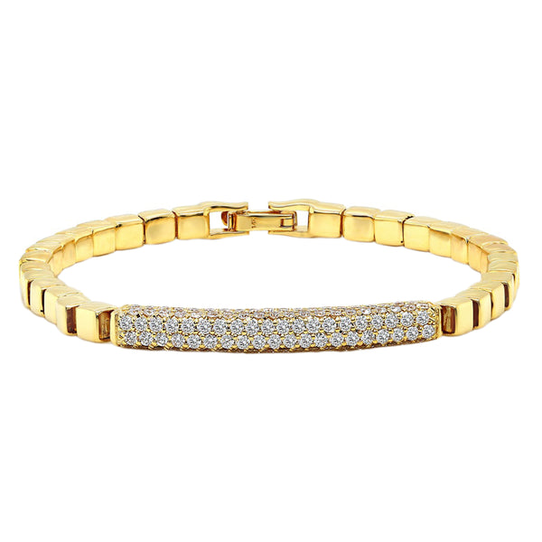 1.95ct Round Diamonds in 14K Yellow Gold Bar ID Link Bracelet