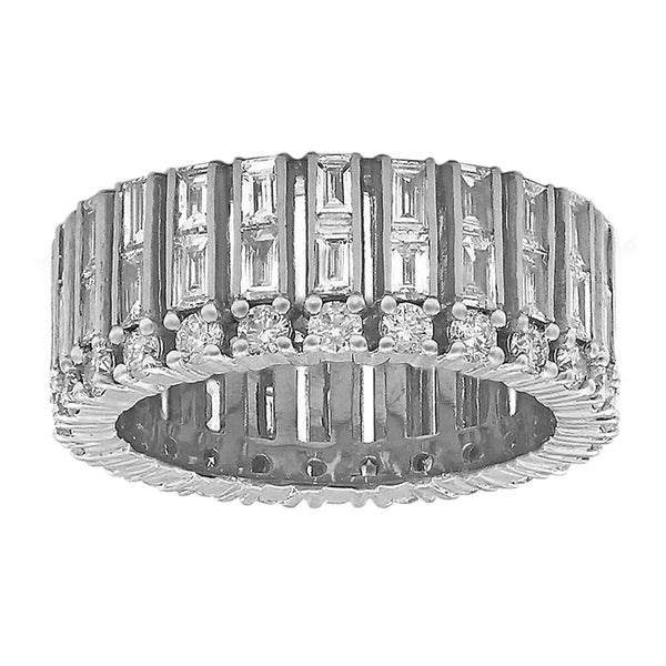 3.18tcw Baguette & Round Diamonds in 18K Gold Men's Band Ring
